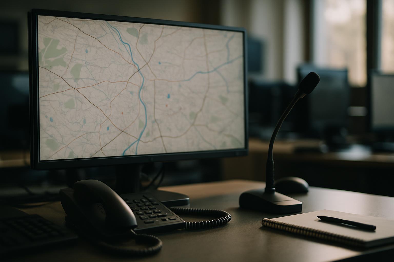 A dispatcher assigning jobs from a computer in an operations office.