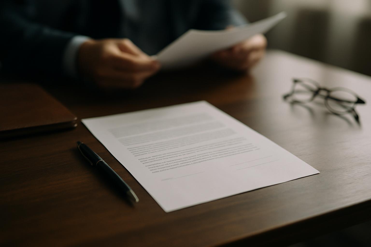 A service agreement document being reviewed on an office desk.