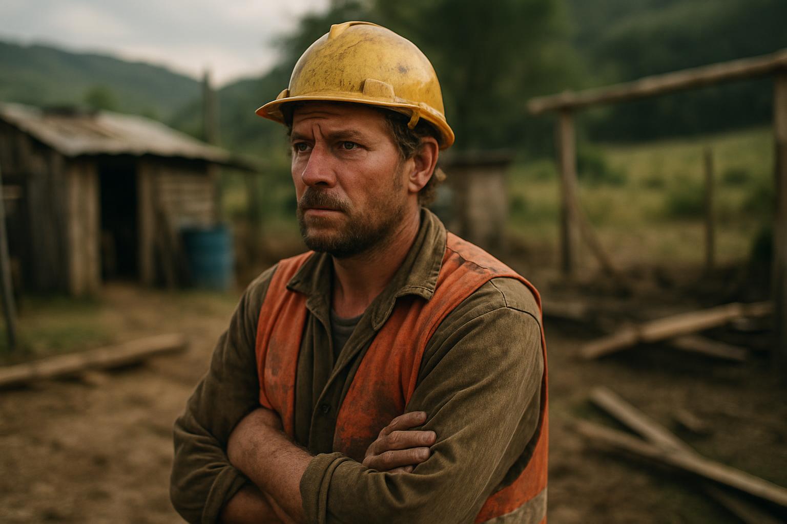 A field worker recording details at a remote rural worksite.
